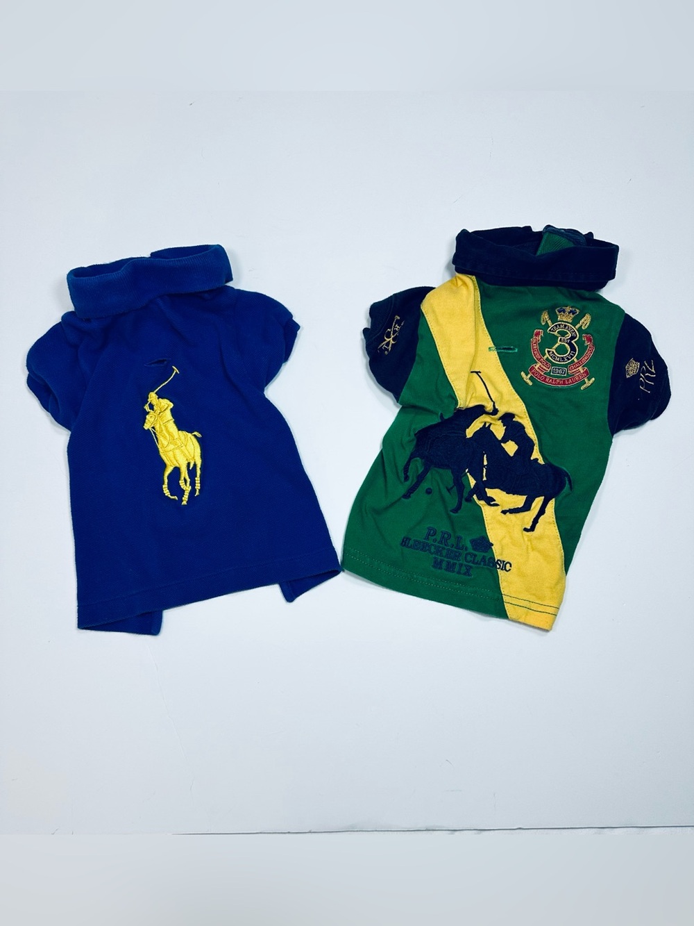 RALPH LAUREN DOG POLO SHIRT LOT OF 2 S/M BIG PONY PET CLOTHES BLUE GREEN - Picture 3 of 10